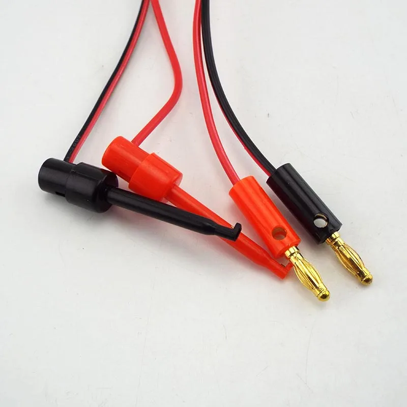 1 Pair 1M 4mm Banana Plug connectors to Hook Clip adapter electric Cable Gold Plated For Multimeter Test Leads wire red black