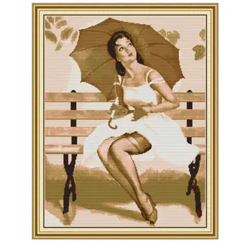 

Lady Handmade Needlework Counted 14CT Printed Cross Stitch DIY Embroidery Decor New