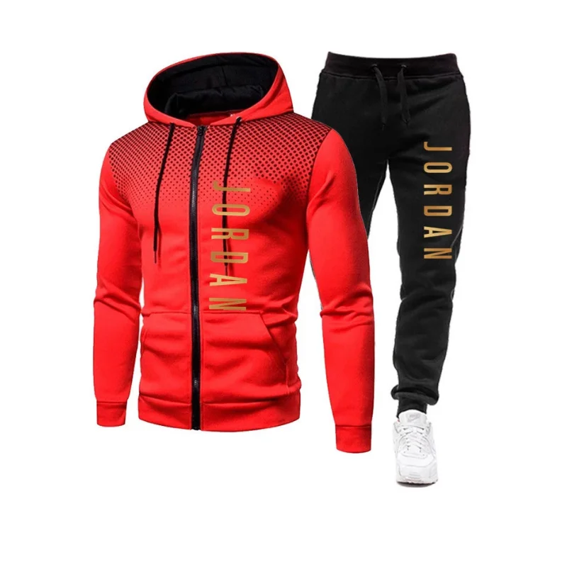 Sudadera con capucha y pantalones para hombre, ropa deportiva informal con cremallera, otoño e invierno, novedad de 2021