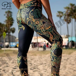 PLstar Cosmos Nouvelle Mythologie Nordique Femmes 3dprint Tatouage Leggings Plus Taille US Entraînement Legging Slim Pantalon de Remise en Forme Sexy Style1 