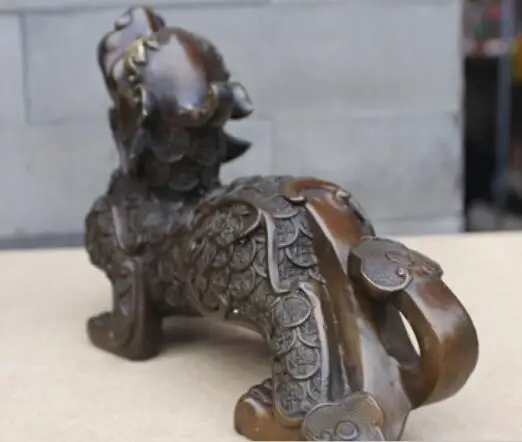 Чистая бронза привлекать Богатство Монета Храбрые войска собака статуя льва пара