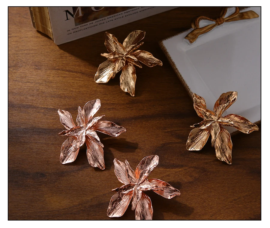 VKME fashion metal big flower earrings jewelry ladies flower earrings classic earrings earrings Brincos party gift
