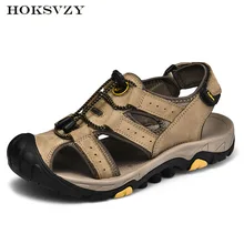 HOKSZVY/Коллекция года; летние сандалии большого размера; мужские сандалии из натуральной кожи; Baotou; дышащая Спортивная повседневная обувь; CLK-9886