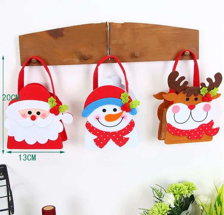 Christmas Cute Biscuits Cookie Candy Bags Small Santa Claus Bag Kids Xmas Decoration Candy Box Bauble Christmas Supplie Gifts