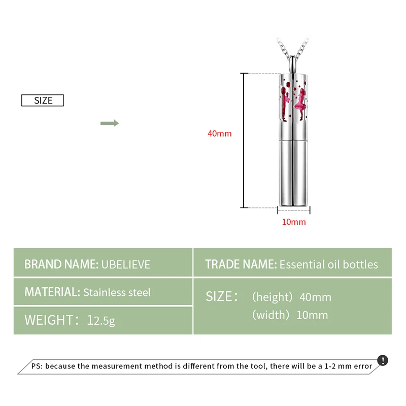 Ubelike ароматическое Ожерелье Магнитная ароматерапия из нержавеющей стали 316L эфирное масло медальон с распылителем духов кулон ювелирные изделия