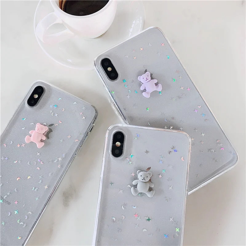 

3D gummy bear phone coque for iPhone 7 8 x xr case thicken soft glitter for case iPhone xr 6s 6 7 8 Plus luxury XS Max TPU cover