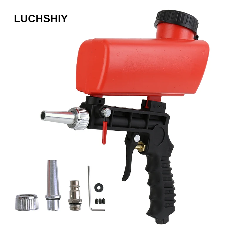 

90Psi Portable Gravity Sandblasting Gun Pneumatic Tool Small Handheld Sand Blasting Device Spray Gun Adjustable Sandblaster Tool