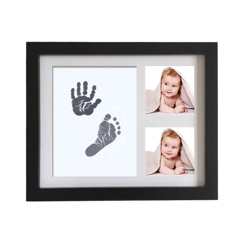 Baby Footprint Kit Handprint Picture Frame with Safe and Non-Toxic Ink Pad Perfect Newborn Keepsakes Girls Boys Shower Gift