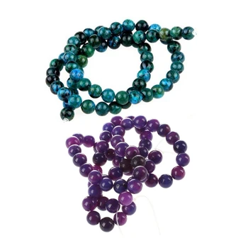 

2 Pcs Beads: 1 Pcs Gemstone Chrysocolla Stone Round 6Mm Beads & 1 Pcs Sugilite Gemstone Round Beads 6Mm Purple