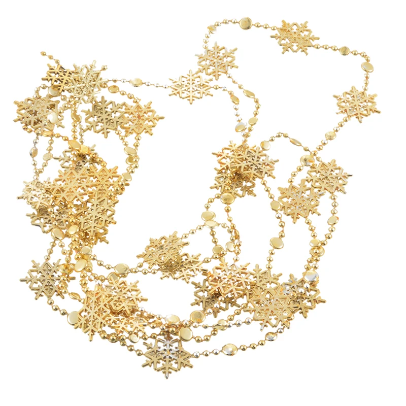 Golden Snow 2.7m Urijk Golden Plastic Snow Chain Decoration Originality Accessories Gift Christmas Tree Ornament Plated Bead String 1PC New - Цвет: Golden Snow 2.7m