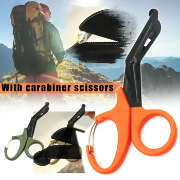 

Outdoor Survival Bandage Shears Tool Paramedic Cutter Scissors with Carabiner WHShopping