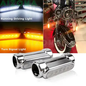 

Chrome Motorcycle 1-1/4 '' Engine Crash Bars Mount LED Switchback Driving Signal Light For Harley Street Road Glide Dyna FXD FLD