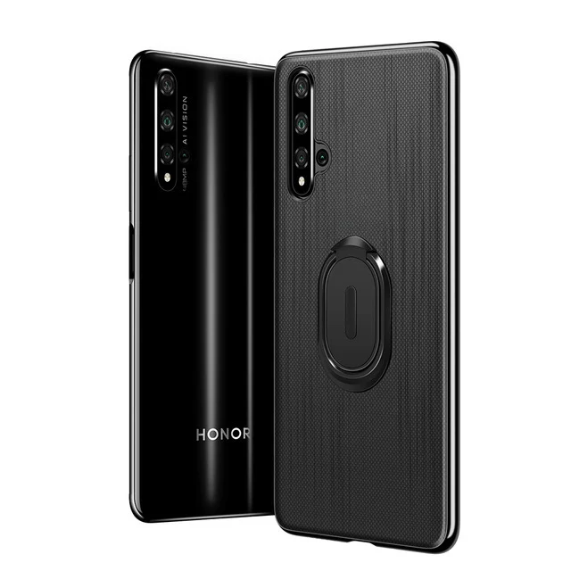 Для huawei Nova 5T чехол Роскошный PU кожаный магнитный автомобильный кольцо держатели для телефонов huawei Nova 5T AL-L21 чехол - Цвет: Dark Gray