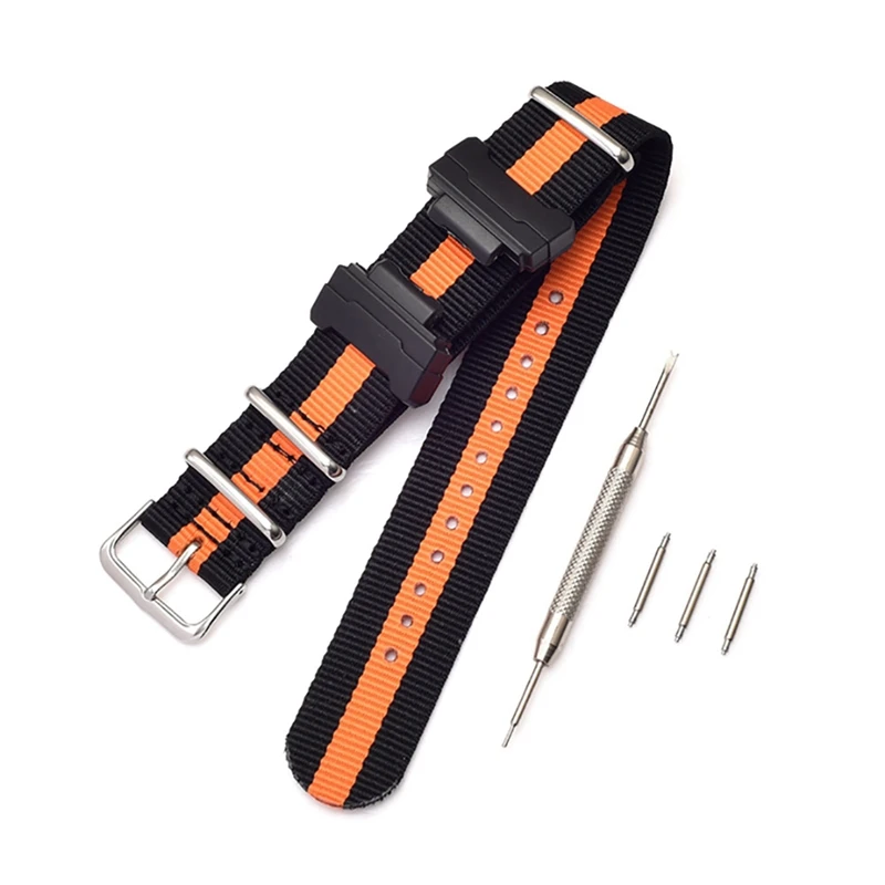 

Nylon Watch Strap Wholesale 8 Color Heavy Duty Striped Rainbow Nylon Replacement Watch Band For Top adjustable outdoor tool