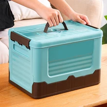 

Universal Storage Box Collapsible Storage Bins with Lids & Handle Folding Plastic Container Stackable Book Storage Box Organizer