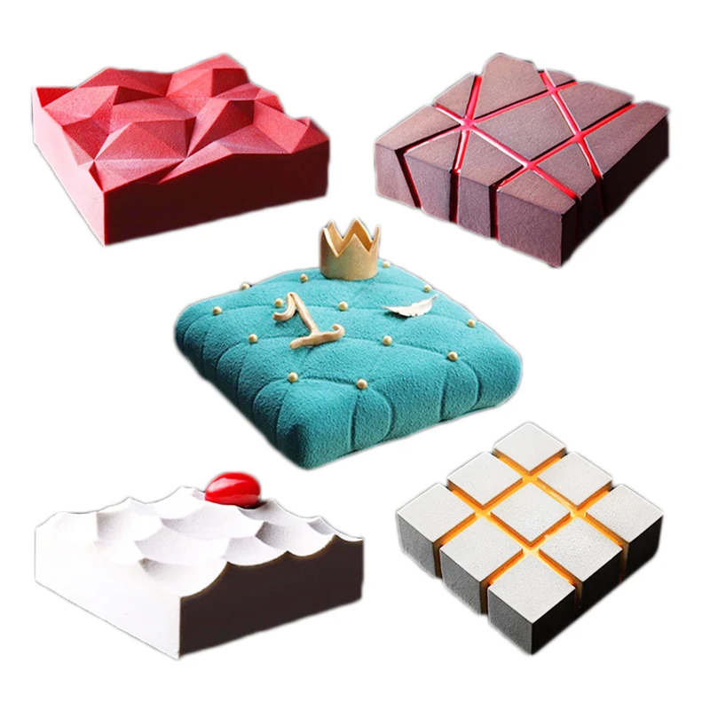 Description Picture 4 of itemSilicone Mousse Cake Mold Diamond Peak Square Twill Square Hill 3D Cupcake Jelly Cookie Mini Muffin Soap Maker DIY Baking Tools