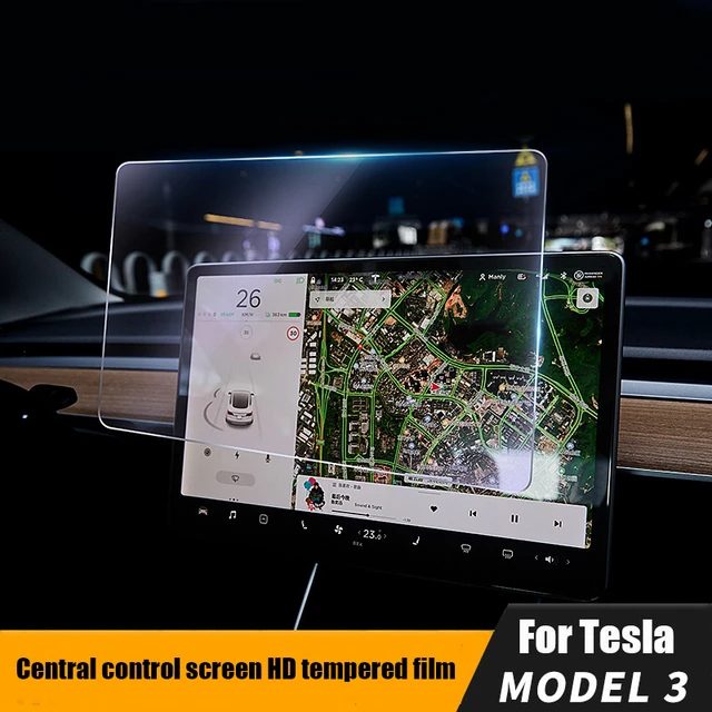 Verre de protection écran central avec guide d'installation pour Tesla Model  3 et Y