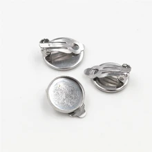 12 мм, 10 шт./лот, Клипсы из нержавеющей стали, серьги из нержавеющей стали, базовая Камея, поднос для ювелирных изделий