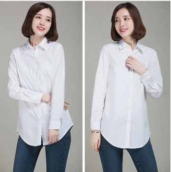 

2020 Fashion Women White Shirt plus size Casual Classical Office Ladies Business Shirts Tops Soft Long Sleeve t Shirts 2xl