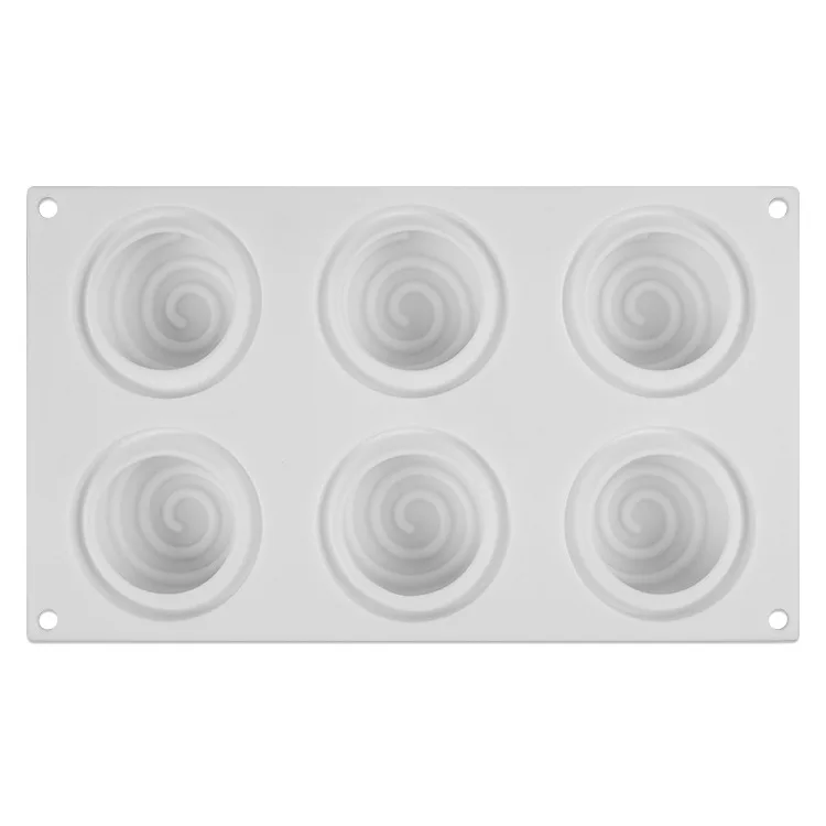 Hot 6 Cavity Tornadoes White Silica Gel Cake Baking Mousse Mold French Dessert Silicone Bakery Tool Mould
