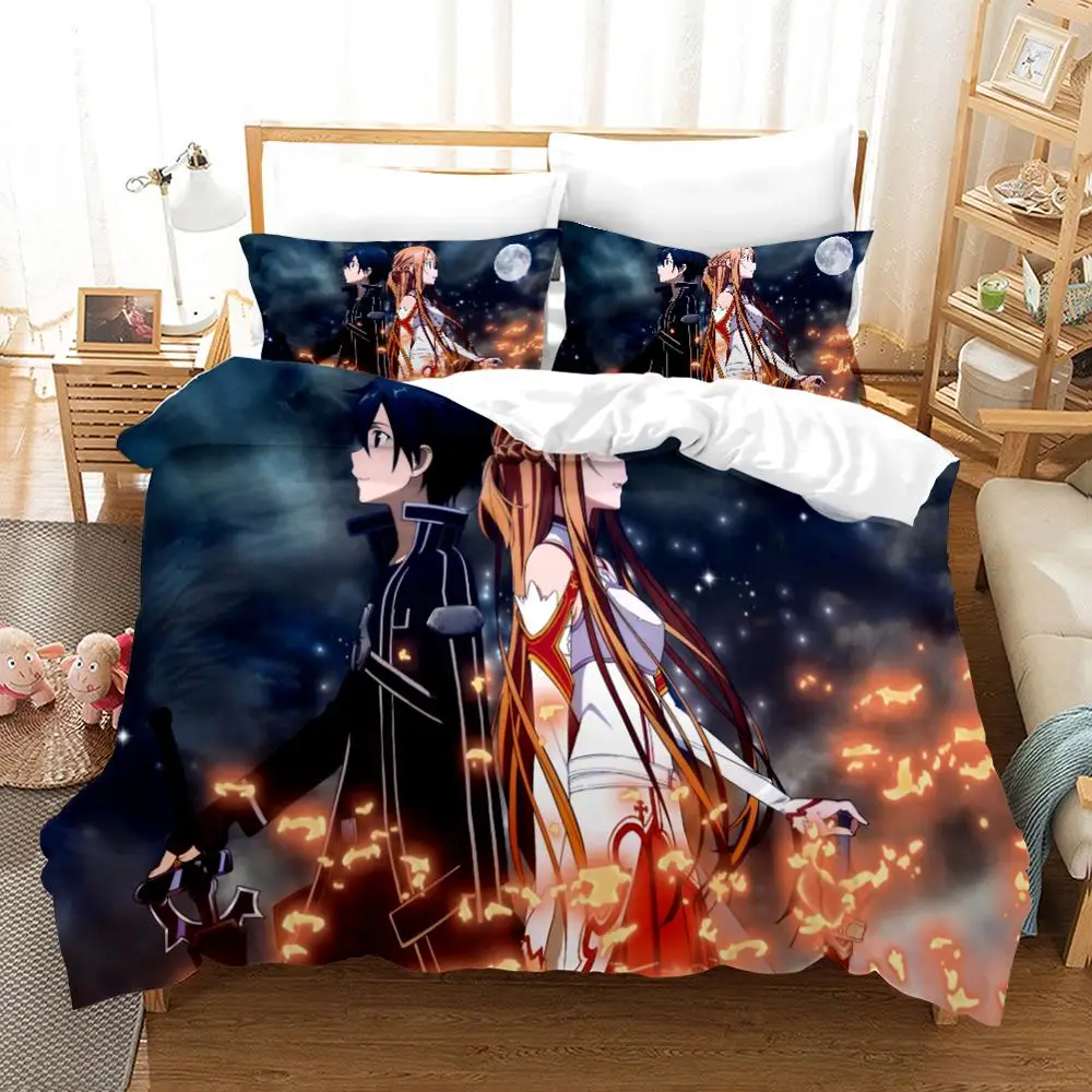 

Sword Art Online Series Bedding Set Quilt Cover Pillowcase Home Textiles Adult Children Gift Large King Bedding