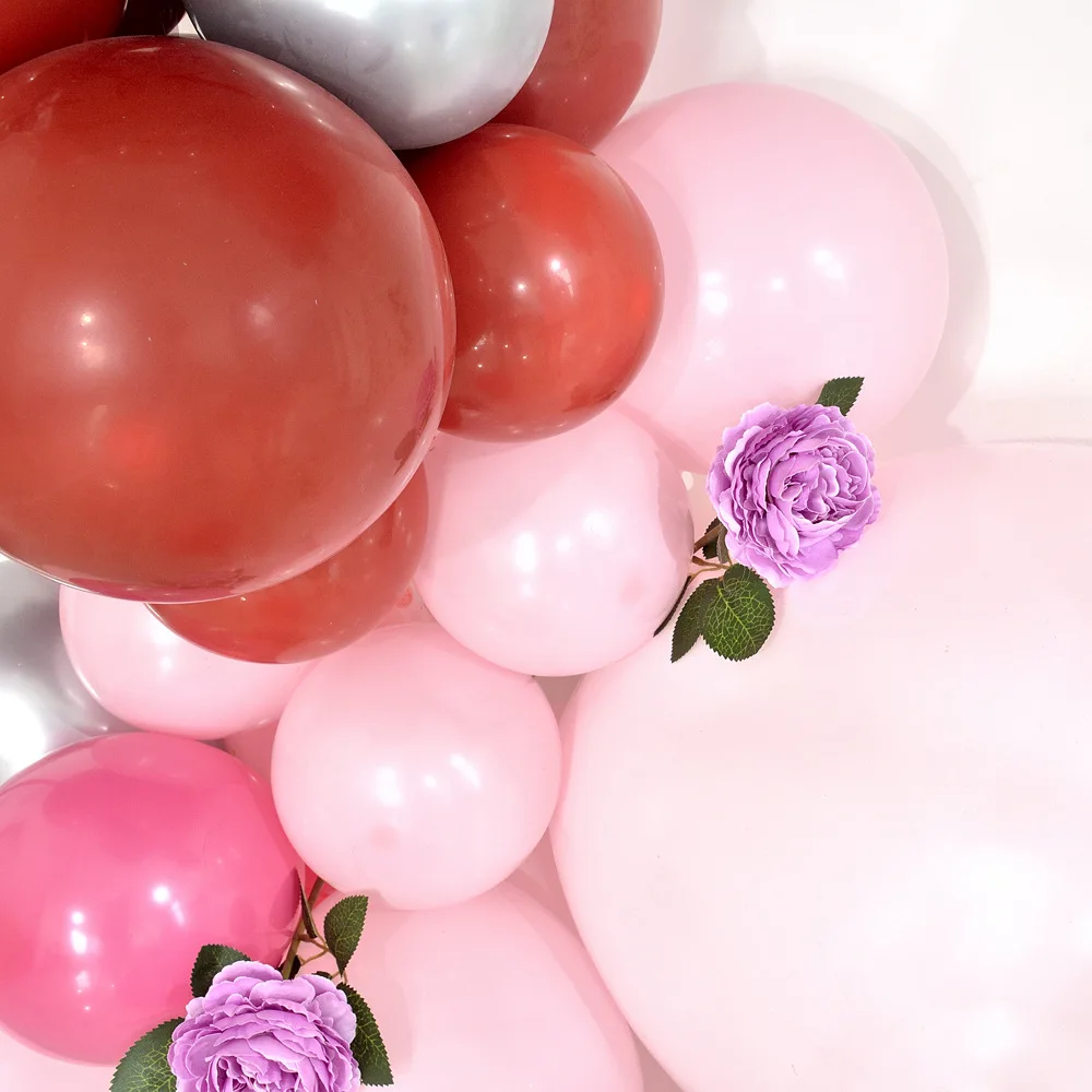 DIY рубиновые красные розовые шары арки комплект гирлянды искусственный цветок зеленые листья украшения для детей Взрослые дни рождения