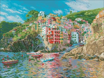 

cross stitch kits authentic Egyptian long-staple cotton from UNprinting kit with needle-free city of Genoa 1747 lighthouse