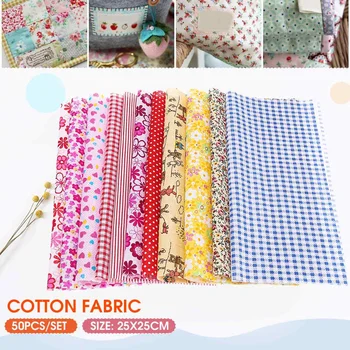 

50pcs/lot Soft Plain Cotton Fabric Patchwork Cloth Handmade DIY Quilting Sewing Crafts Cushion Bag Textile Material 25x25 cm