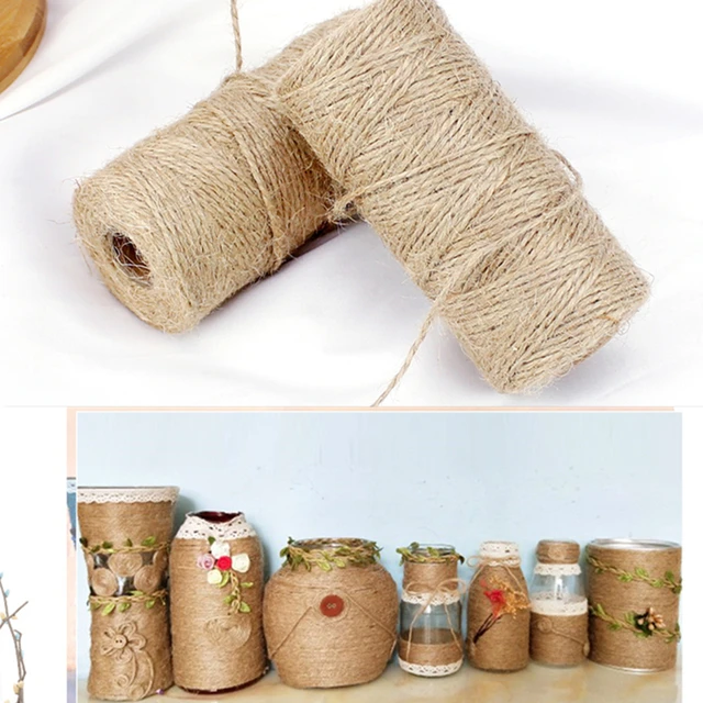 Natural Jute Twine Leaf Ribbon, Jute Rope Cord Tag String Roll