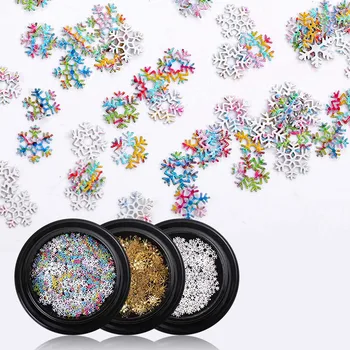 

1 BOX Hollow Out Gold Rainbow Nail Glitter Sequins Snow Flakes Mixed Design Decorations for Nail Arts Pillette Nail Accessories