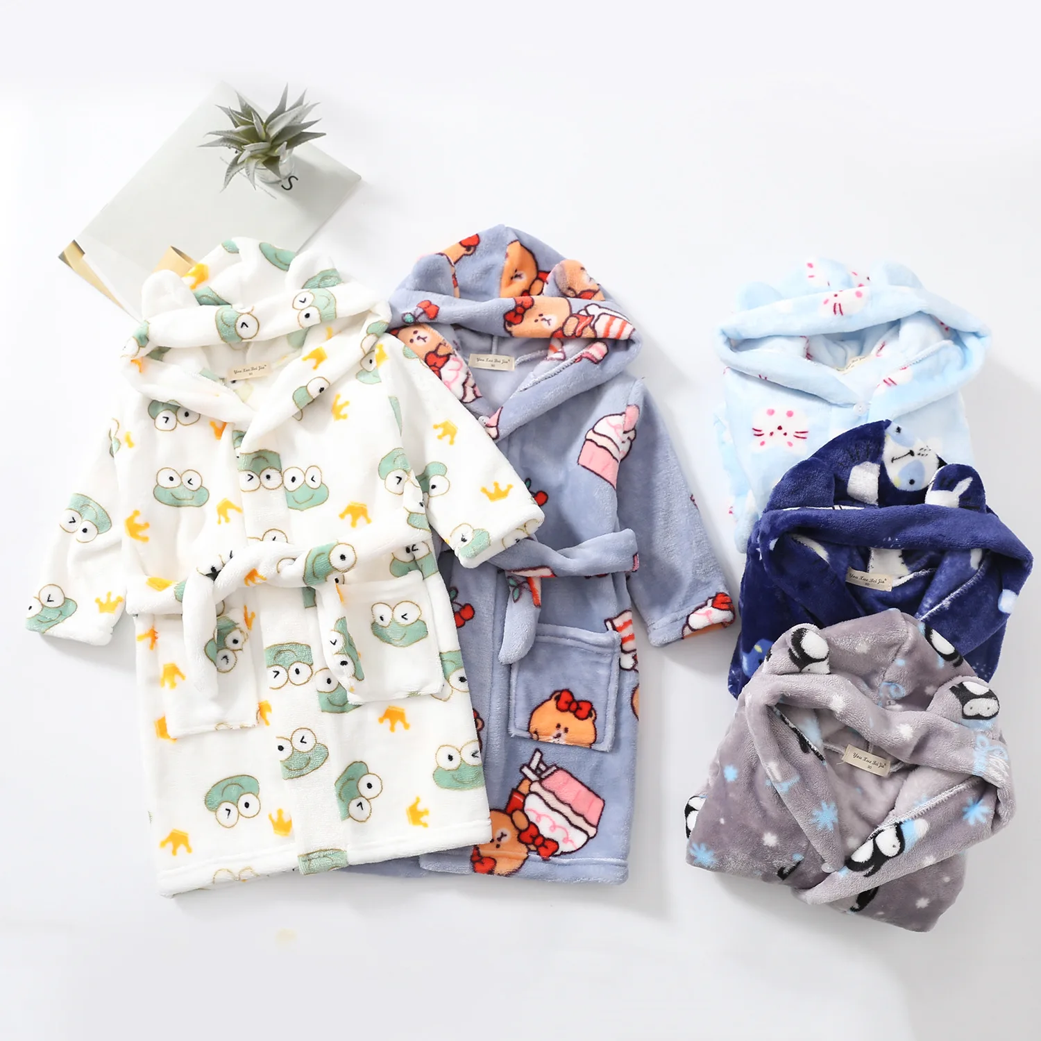 Autumn Winter Baby Kids Sleepwear Robe Flannel Warm Bathrobe For Girls Boys Pajamas 4-12Years Teenagers Children's Dressing Gown