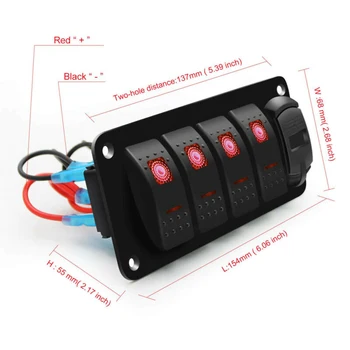 

USB Switch Panel For Car Boat Marine RV Truck LED 12V-24V IP67 Aluminum Durable