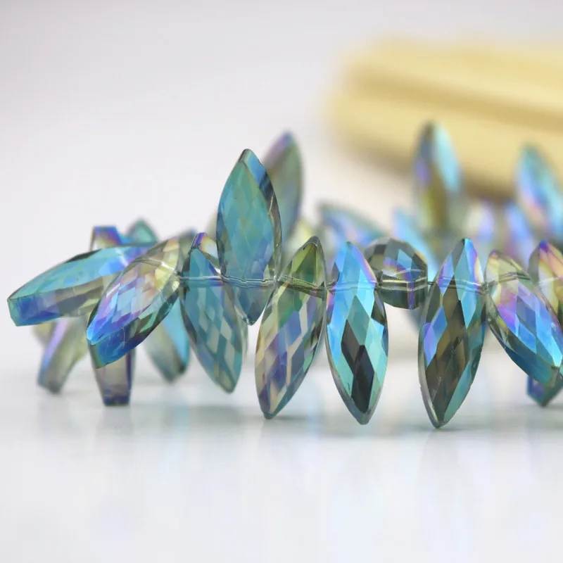 10pcs/lot Horse Eye Crystal Jewelry Beads Green Plated Long Oval Shape Glass for Handmade Pendant Making | Украшения и аксессуары
