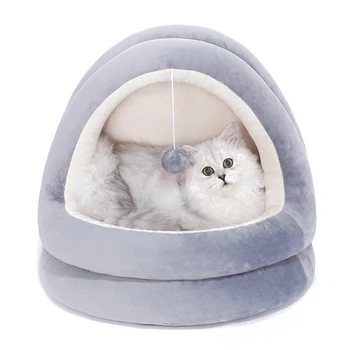 

Yurt Pet Dog House Kennel Winter Warm Nest Soft Foldable Sleeping Mat Mat Quality Cotton Puppy Cat Bed Puppy House