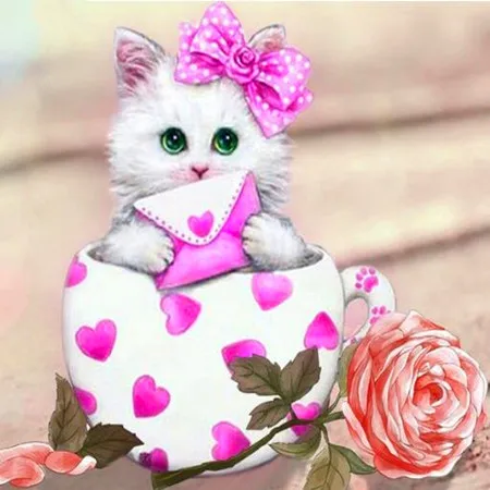 Diamond Painting Cats Christmas Card Gift 5D Diy Full Square / Round Stone Diamond Painting 3D Embroidered Cross Stitch Sticker C