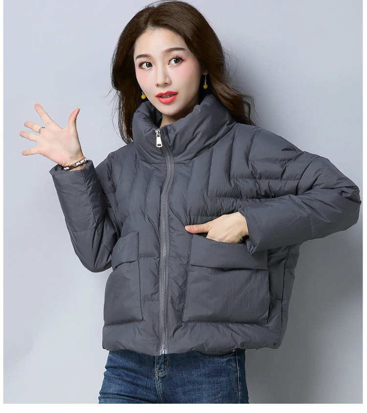 Winter Zipper Stand Collar Cotton-padded Clothes/Cotton Coat Korean-style Versatile Fashion Casual Slim Fit Elegant