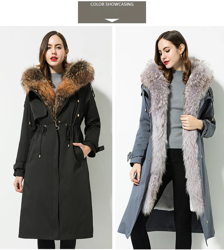 Меховые парки Highstreet с воротником из натурального меха енота, длинное пальто с капюшоном и подкладкой из кроличьего меха, женская зимняя повседневная верхняя одежда для офиса