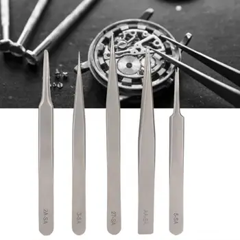 

5Pcs/Set Stainless Steel Antimagnetic High Precision Tweezers Watch Repairing Tool for Jewelry Repairing Making Tool
