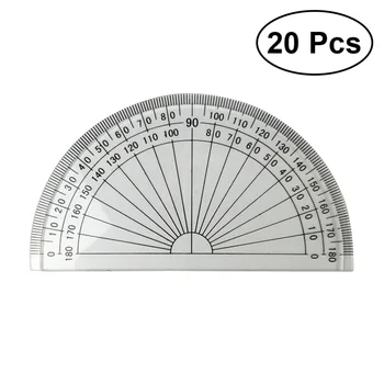 

20 Pcs 4 Inch 10cm Plastic 180 Degrees Protractor for Angle Measurement School/Office/Student Math (Transparent)