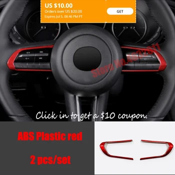 

For Mazda 3 2019 2020 ABS Carbon fibre/Red style Car Steering wheel Button frame Cover Trim Car styling accessories 2pcs/set