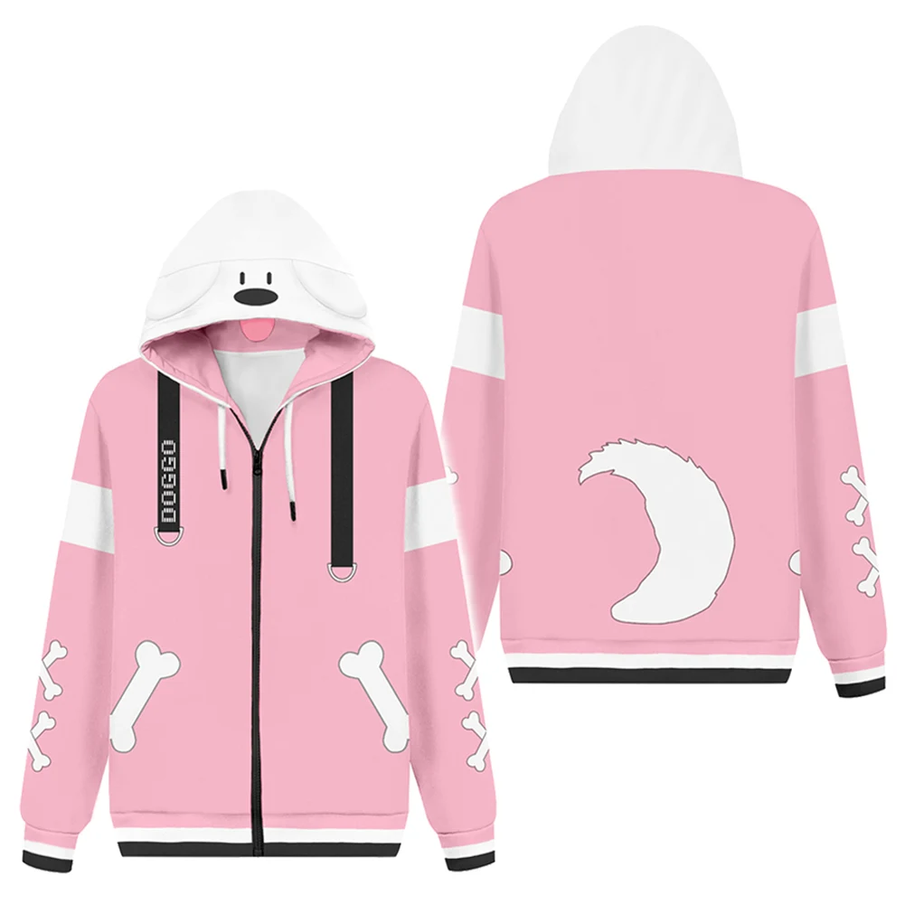 

Hololive Vtuber Inugami Korone Cosplay Hoodie Zipper Up Hooded Pullover Sweatshirt Men Women Casual Streetwear Jacket Coat