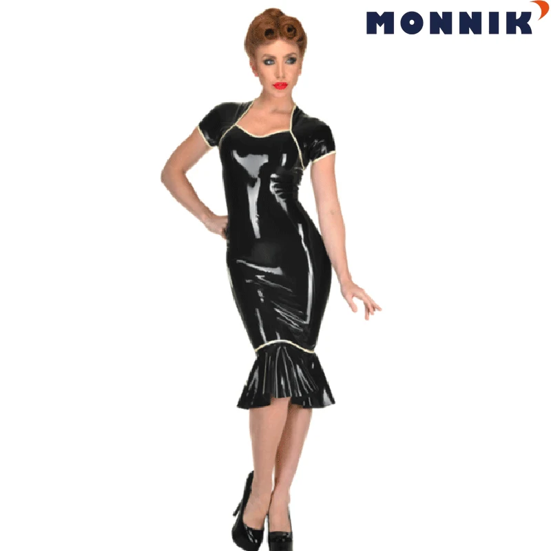 

MONNIK latex Sexy Latex Black Rubber Summer Dress Gummi 0.4mm for Club Wear
