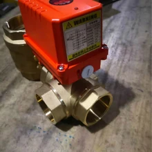 AC220V DN50 " дюймовый 3 способ/Т-Тип 3 провода 2 управления латунь Электрический привод моторизованный шаровой клапан высокое качество