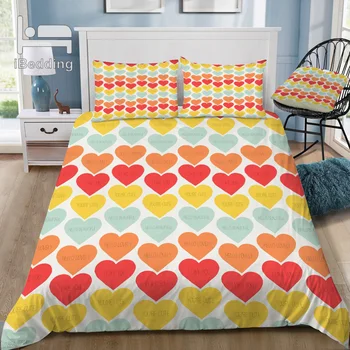 

Cute Little Hearts 3D Bedding Set Printed Duvet Cover Set Queen King Twin Size