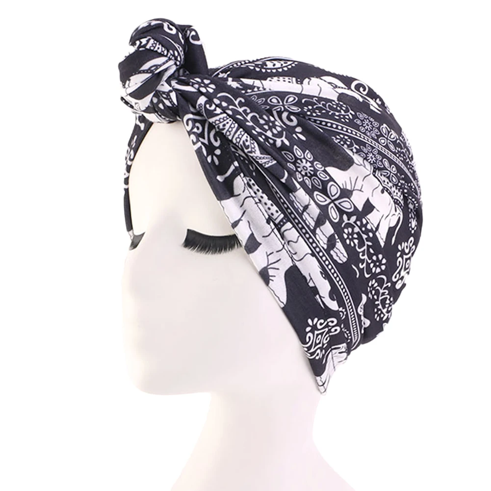 Женский Мягкий Твист Повседневный Hairwrap в этническом стиле шапка бини Дамский цветочный мусульманский шарф модный тюрбан шляпа Топ узел Аксессуары