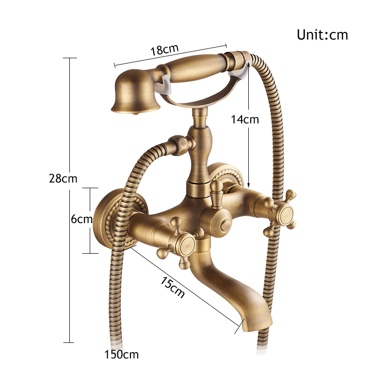 ULGKSD Antique Bronze Bathtub Shower Faucet W/ Brass Spray Wall Mount Hot and Cold Water Mixer Tap Para Bath Shower 5
