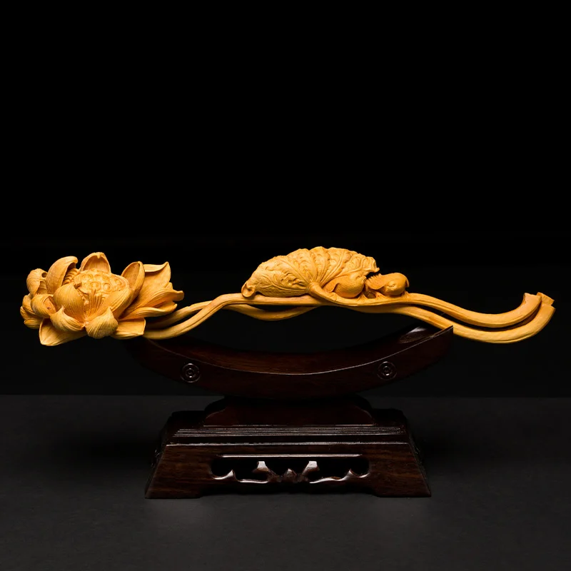 Flowers Ruyi Solid Wood Feng Shui Lucky Creative Carving Crafts Boxwood Wishful Living Room Decoration Flower Birds Ornaments | Дом и сад