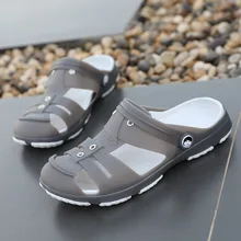 Г. Летние новые стильные мужские шлепанцы пляжная пористая обувь с закрытым носком и вырезами, большой размер Нескользящие болотные сандалии