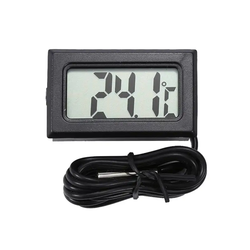 Multifunction Waterproof LCD Electronic Pet Aquarium Thermometer Digital Outdoor Temperature Measure Tool With Probe Drop Ship - Color: black
