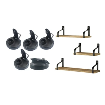 

5Pcs 86mm Food Grade Fresh Cover for Mason Jars Lids Reusable Sealed Cover Flip & 3 Piece Floating Shelf Wall Hanging